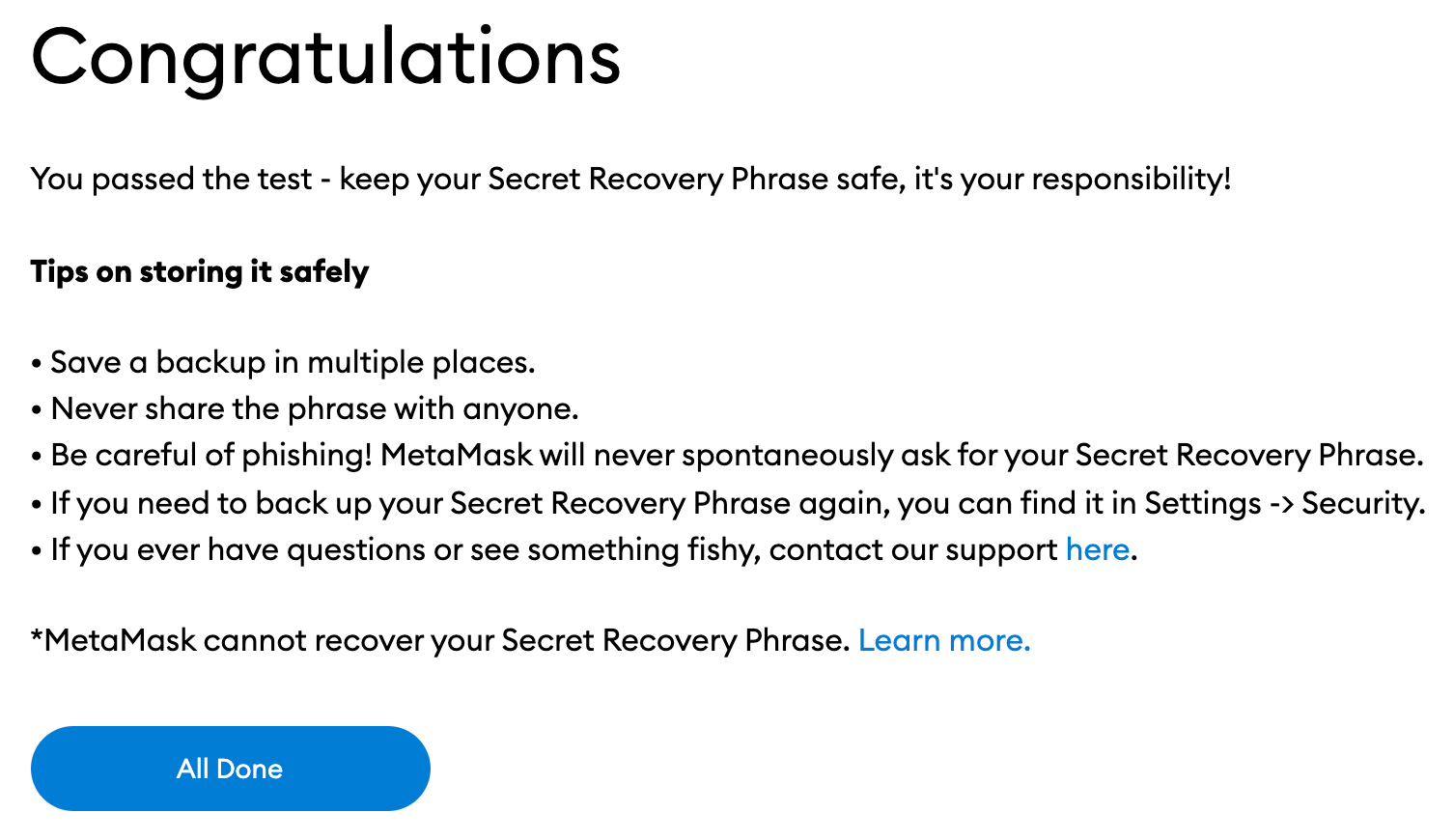 congratulation metamask