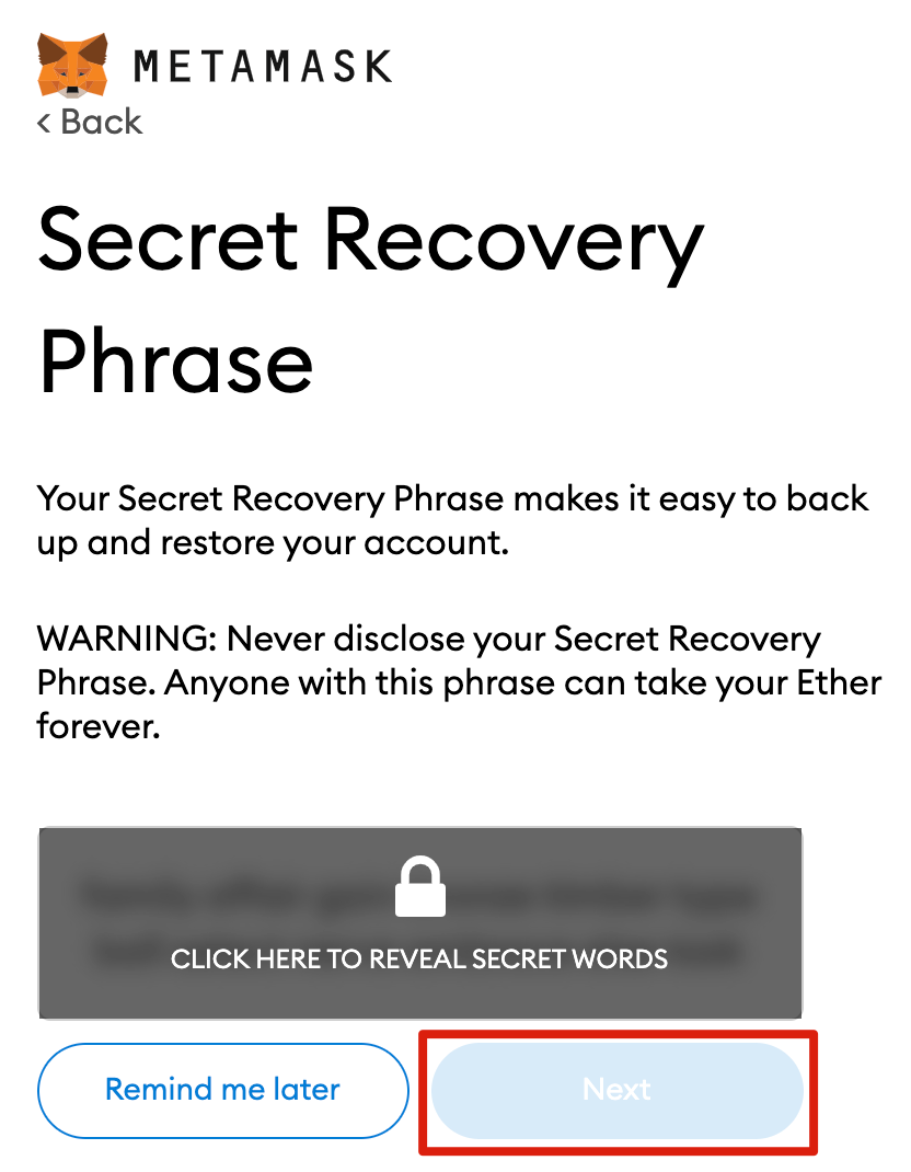 secret recovery phrase